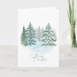Cartão Feriado da Árvore de Natal Rustic Watercolor Elega
