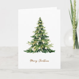 Cartão Feriado da Árvore de Natal Rustic Watercolor Elega