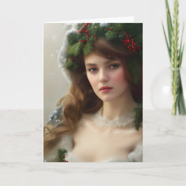 Cartão Feriado de Bela Inverno Vintage