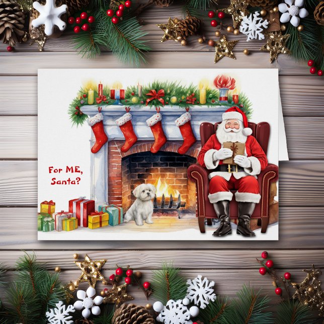 Cartão Feriado de Cão Maltês para papais noeis (Criador carregado)