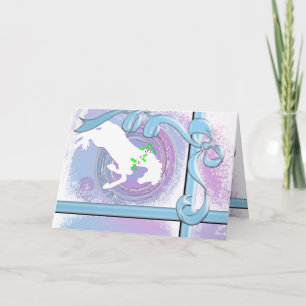 Cartão Feriado de Cavalo Branco (espiral de Lavanda)
