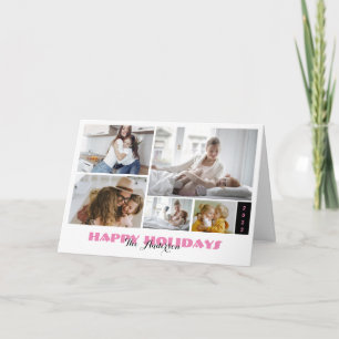 Cartão Feriado de Colagem de Fotografias Personalizado 5