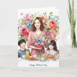 Cartão Feriado de Dia de as mães para Mamãe e Crianças