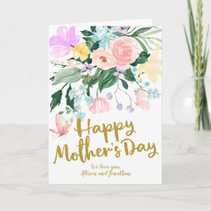 Cartão Feriado de Feliz dia de as mães Floral Delicado