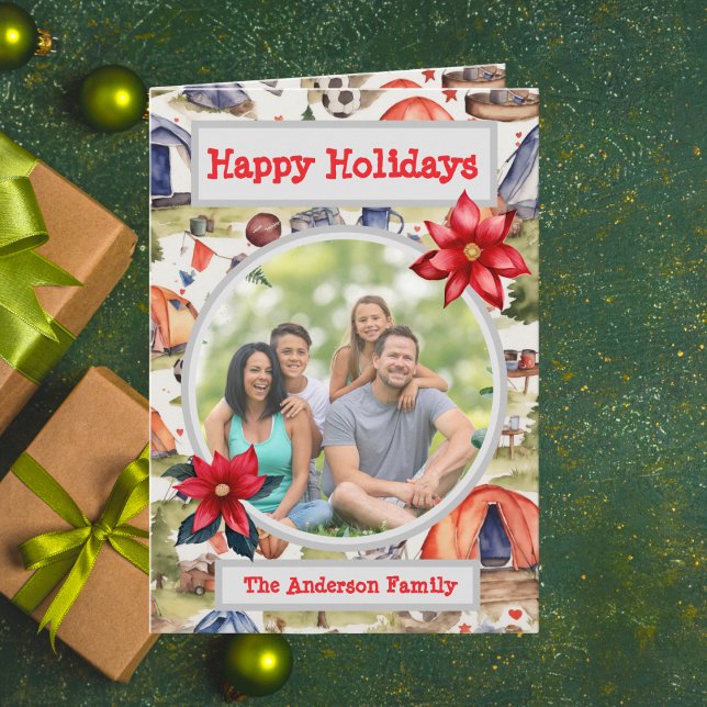 Cartão Feriado de Fotografia da Família de Campos de Fute (Criador carregado)