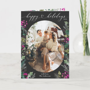 Cartão Feriado de Fotografia do Dark Boho Winter Foliage