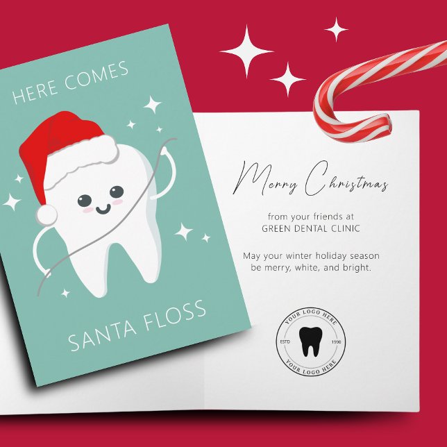 Cartão Feriado de Natal da Clínica Dental Engraçada (Folded Christmas card)