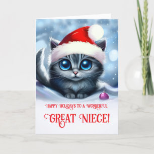 Cartão Feriado de Natal da sobrinha excelente com gato bo
