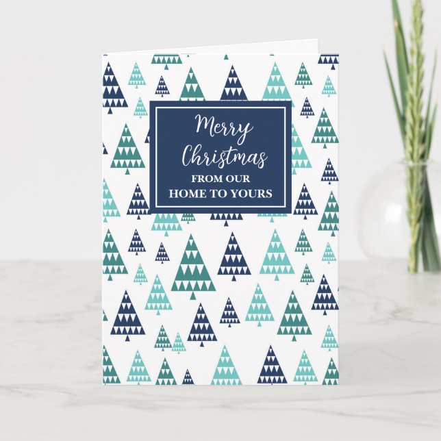 Cartão Feriado de Natal das Árvores Modernas (Frente)