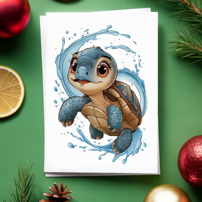 Cartão Feriado de Natal de Tartaruga do Mar Cento (Criador carregado)