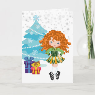 Cartão Feriado de Natal do Dançarino Irlandês Redhead