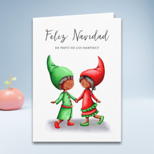 Cartão Feriado de Natal do Feliz Navidad Negro Elves