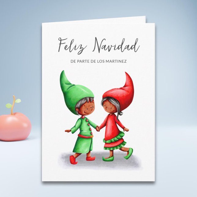 Cartão Feriado de Natal do Feliz Navidad Negro Elves (Criador carregado)