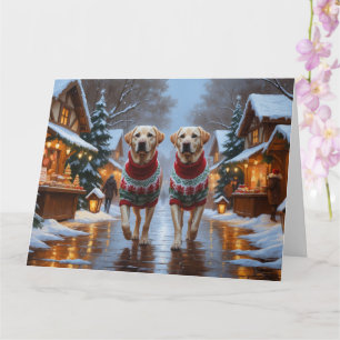 Cartão Feriado de Natal do Labrador Cães