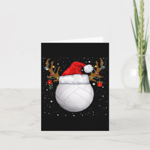 Cartão Feriado de Natal do Santa Hat, Funny Voleibol