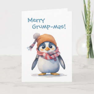 Cartão Feriado de Natal Grumpy Pinguin Grpolegadas