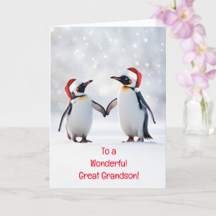 Cartão Feriado de Natal para o Grande Avô com Pinguim Cut
