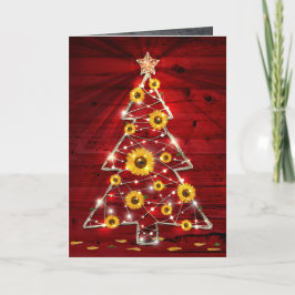 Cartão Feriado de Natal Russo Dourado Vermelho e Girassol