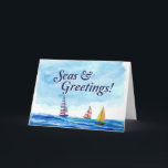 Cartão Feriado de Navegação no Mar e Saudações<br><div class="desc">Crie o seu Cartão de Feriado personalizado conosco! Preencha seus desejos de cartões de feriado inserindo sua própria mensagem, uma foto da família ou mantenha-a como está! Uma parte de todas as receitas do cartão de férias irá para a Fundação BoatUS para segurança do barco e água limpa. Os resultados...</div>