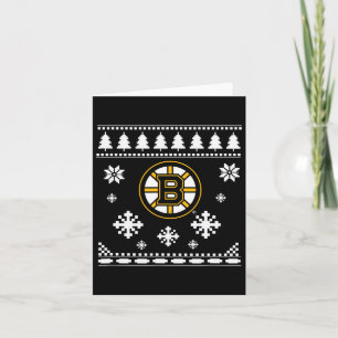 Cartão Feriado de Sweater de Natal Feio de Boston Bruins