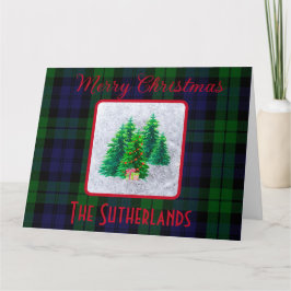 Cartão Feriado de Tartan Preto da Árvore de Natal Elegant
