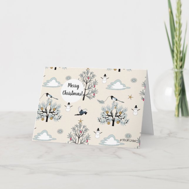 Cartão Feriado do Magpie (Frente)