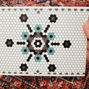 Cartão Feriado do Vazio Azulejo em floco de neve azul e C