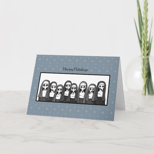 Cartão Feriado estranho de Gótico da Peste Doutor Mask fr (Frente)