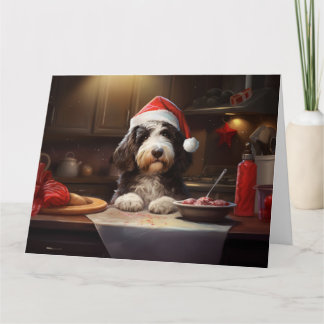 Cartão Feriado Festivo de Natal Bernedoodle