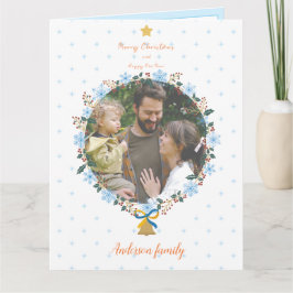 Cartão Feriado Floral e Feriado de Foto do Ano Novo