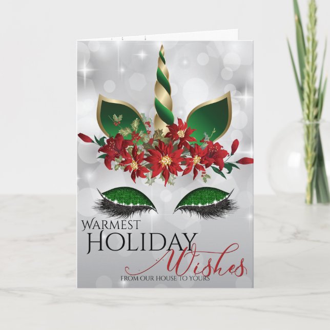 Cartão Feriado mais quente deseja Unicórnio mágico (Frente)