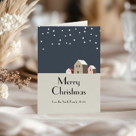Cartão Feriado Moderno da Vila de Natal Minimalista