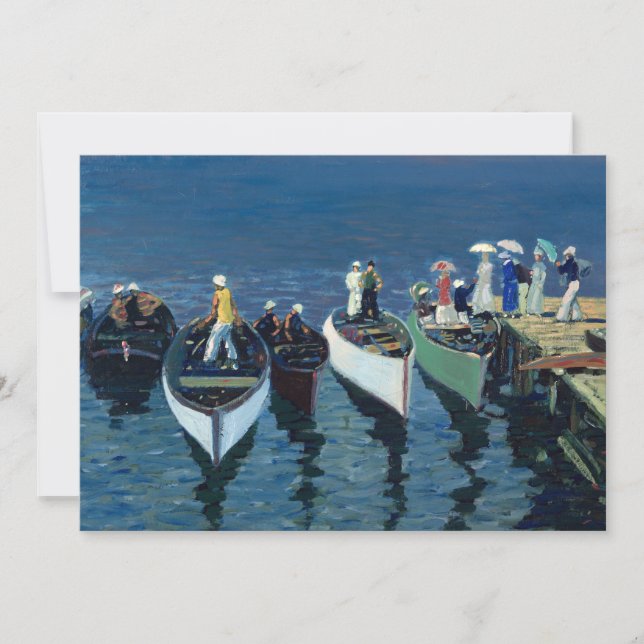 Cartão Feriado no Hudson | George Luks (Frente)