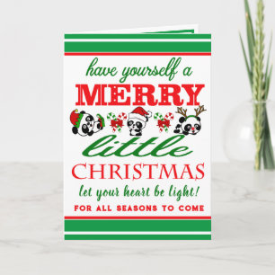 Cartão Feriado Personalizado dos Pandas de Natal
