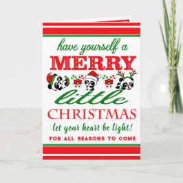 Cartão Feriado Personalizado dos Pandas de Natal