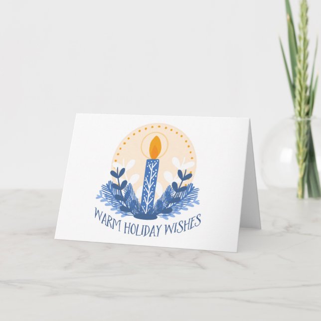 Cartão Feriado Quente Deseja Velas de Feriado Corporativo (Frente)