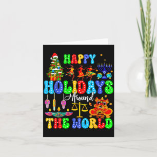 Cartão Feriados ao Redor do Mundo Xmas Hanukkah Kwanzaa D
