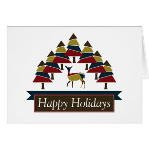 Cartão Feriados Felizes da Floresta dos Veados de inverno