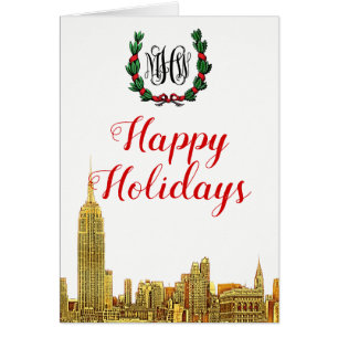 Cartão Feriados Felizes de Natal no Skyline Nova Iorque