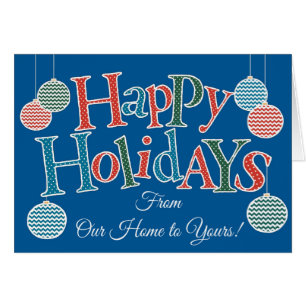 Cartão Feriados felizes divertidos, nossa casa para o seu