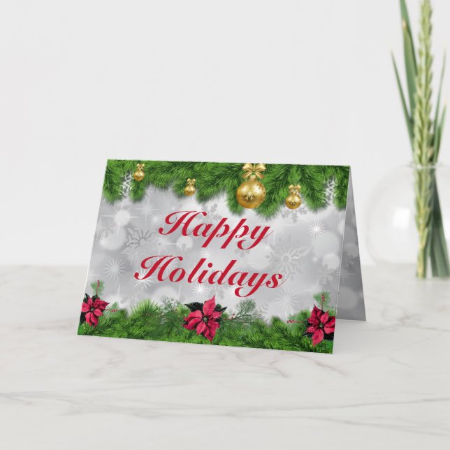 Cartão Feriados Felizes Férias Poinsettia (Frente)