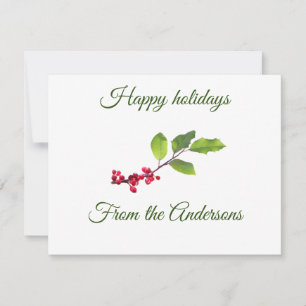 Cartão Feriados felizes nome do galho de bagas sagradas
