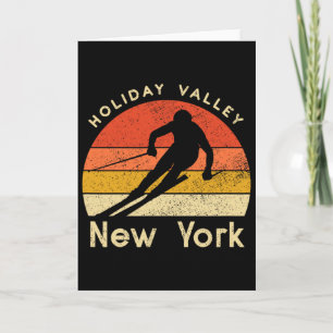 Cartão Férias de Esqui Vintage Valley Nova York Montanha 