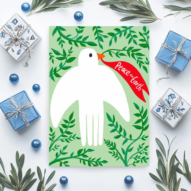 Cartão Férias de Natal da Pássaro da Terra (Peace on Earth Bird Dove Christmas Xmas Holiday Card
)