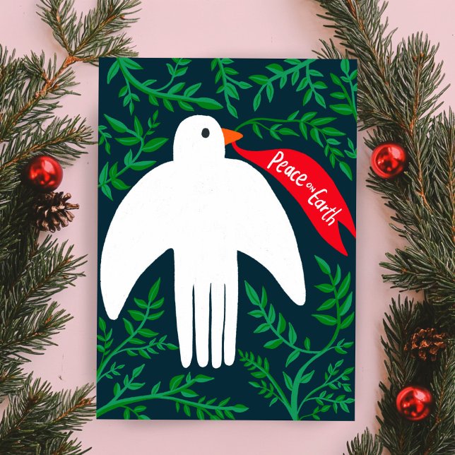 Cartão Férias de Natal da Pássaro da Terra (Peace on Earth Bird Dove Christmas Xmas Holiday Card
)