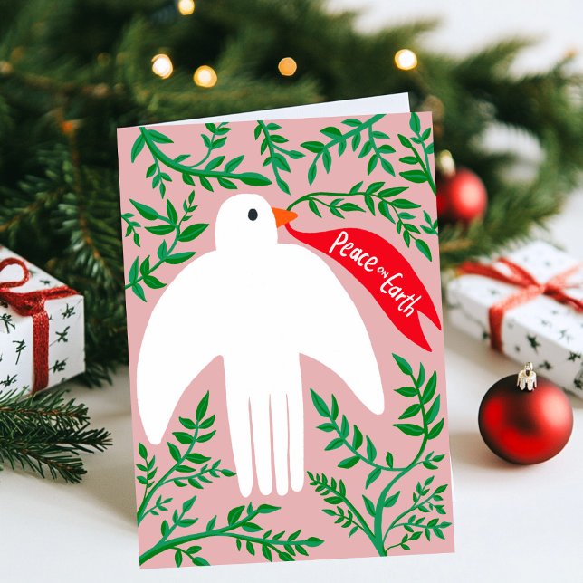 Cartão Férias de Natal da Pássaro da Terra (Peace on Earth Bird Dove Christmas Xmas Holiday Folded Card
)