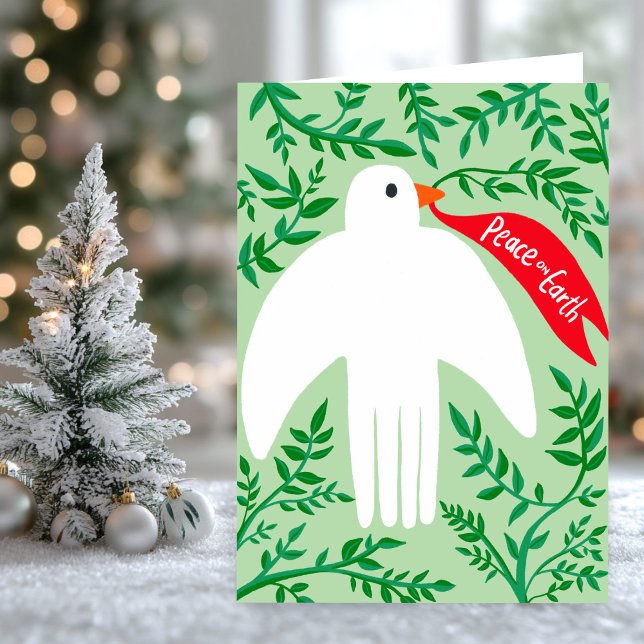 Cartão Férias de Natal da Pássaro da Terra (Peace on Earth Bird Dove Christmas Xmas Holiday Card
)