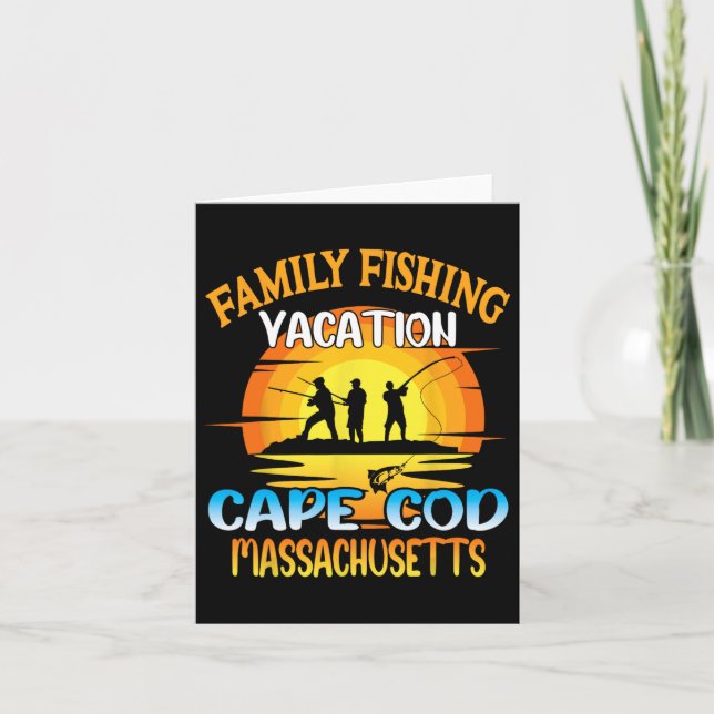 Cartão Férias de Pesca Familiar de Cape Cod Machusets (Frente)