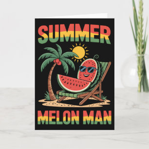 Cartão Férias de Verão Melancia Praia Deck Chai