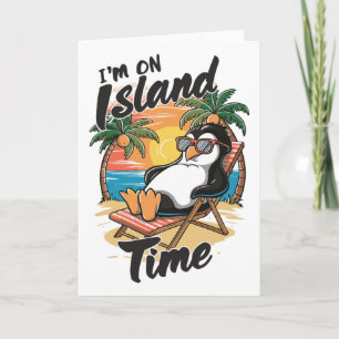 Cartão Férias na Ilha Viagem Tropical Tempo Relaxar Pingu